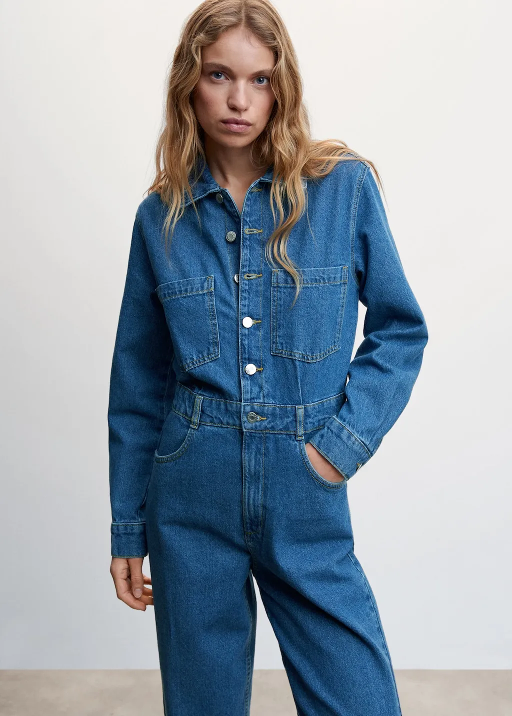 Abito a tuta denim lungo