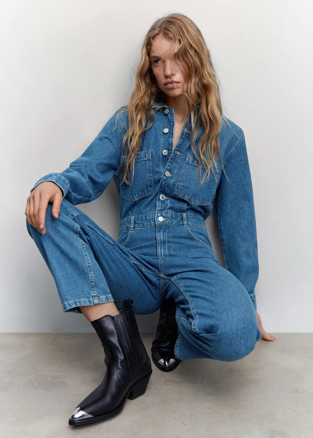Abito a tuta denim lungo
