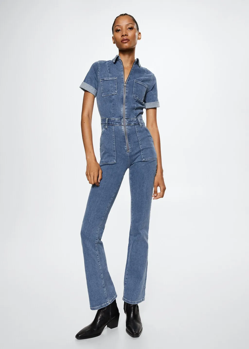 Abito a tuta denim zip