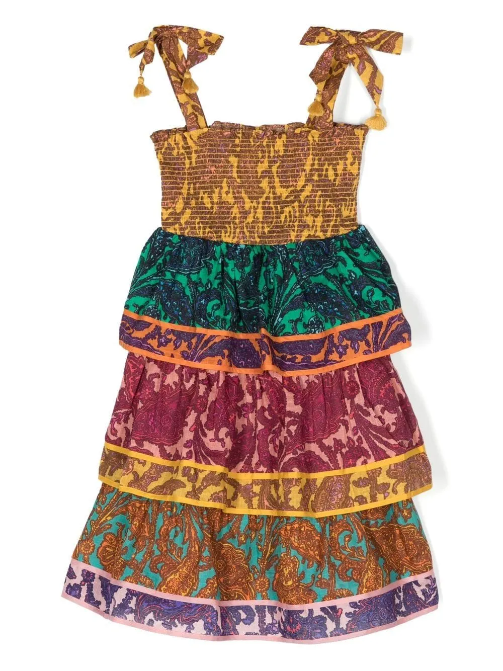 Abito con gonna a balze in multicolore - bambina