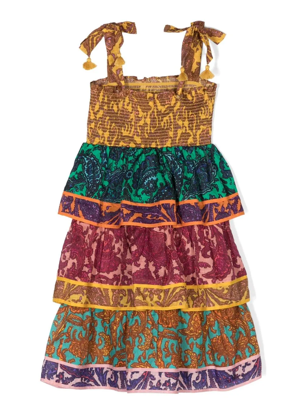 Abito con gonna a balze in multicolore - bambina