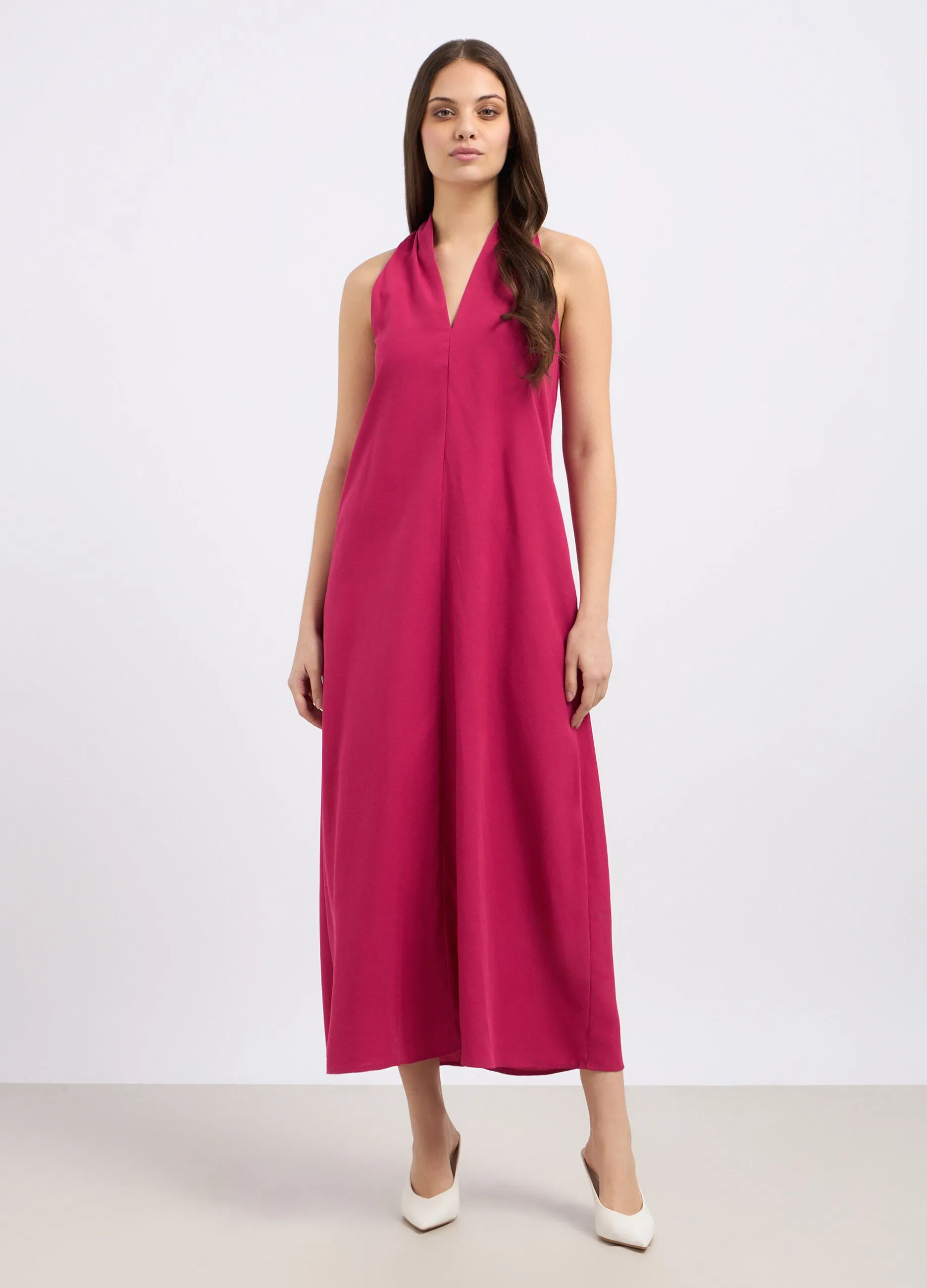 Abito lungo in misto lino donna
