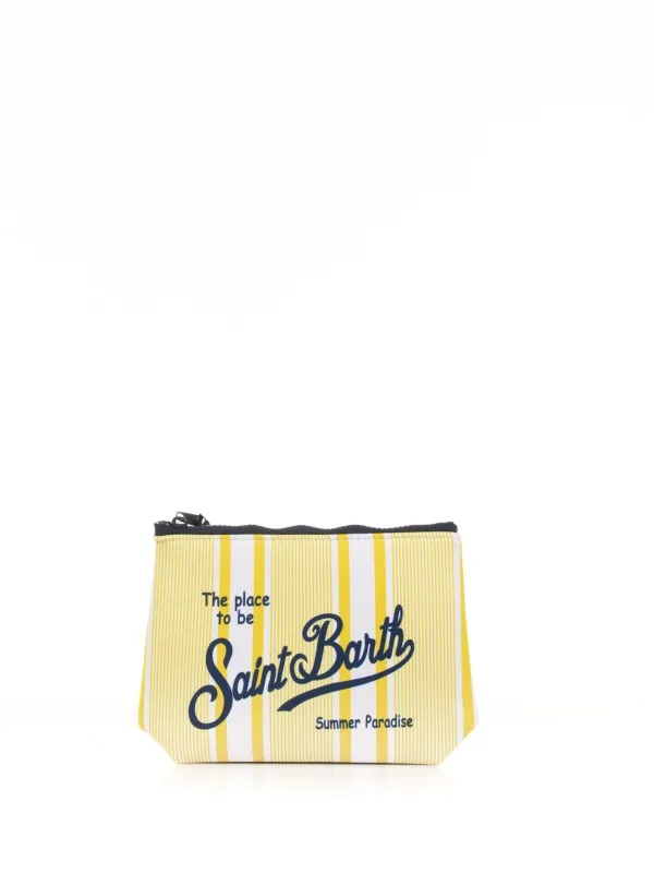 Aline clutch bag with yellow and white stripes