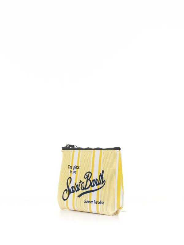 Aline clutch bag with yellow and white stripes