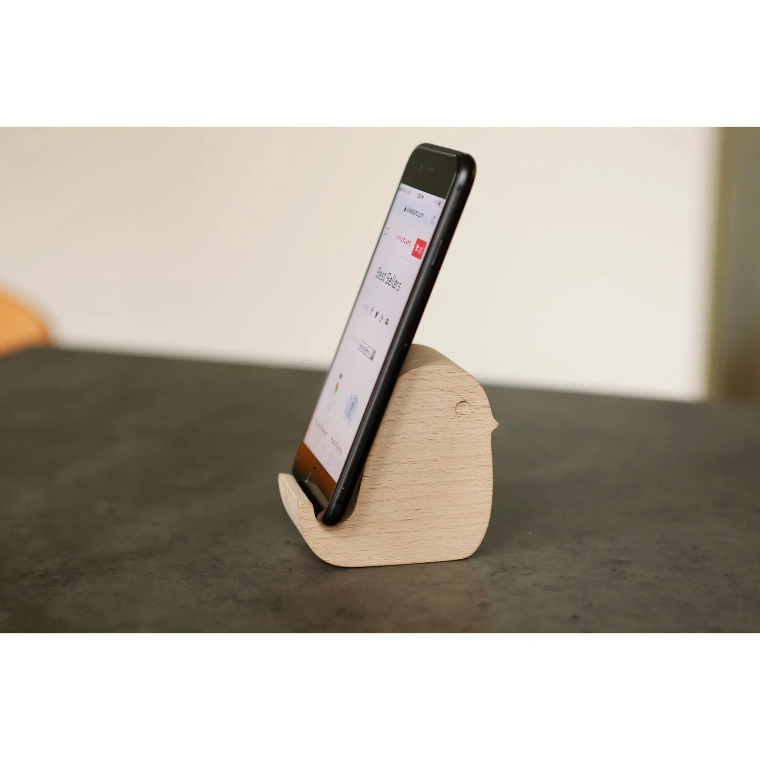 Appoggia cellulare in legno a forma di uccello