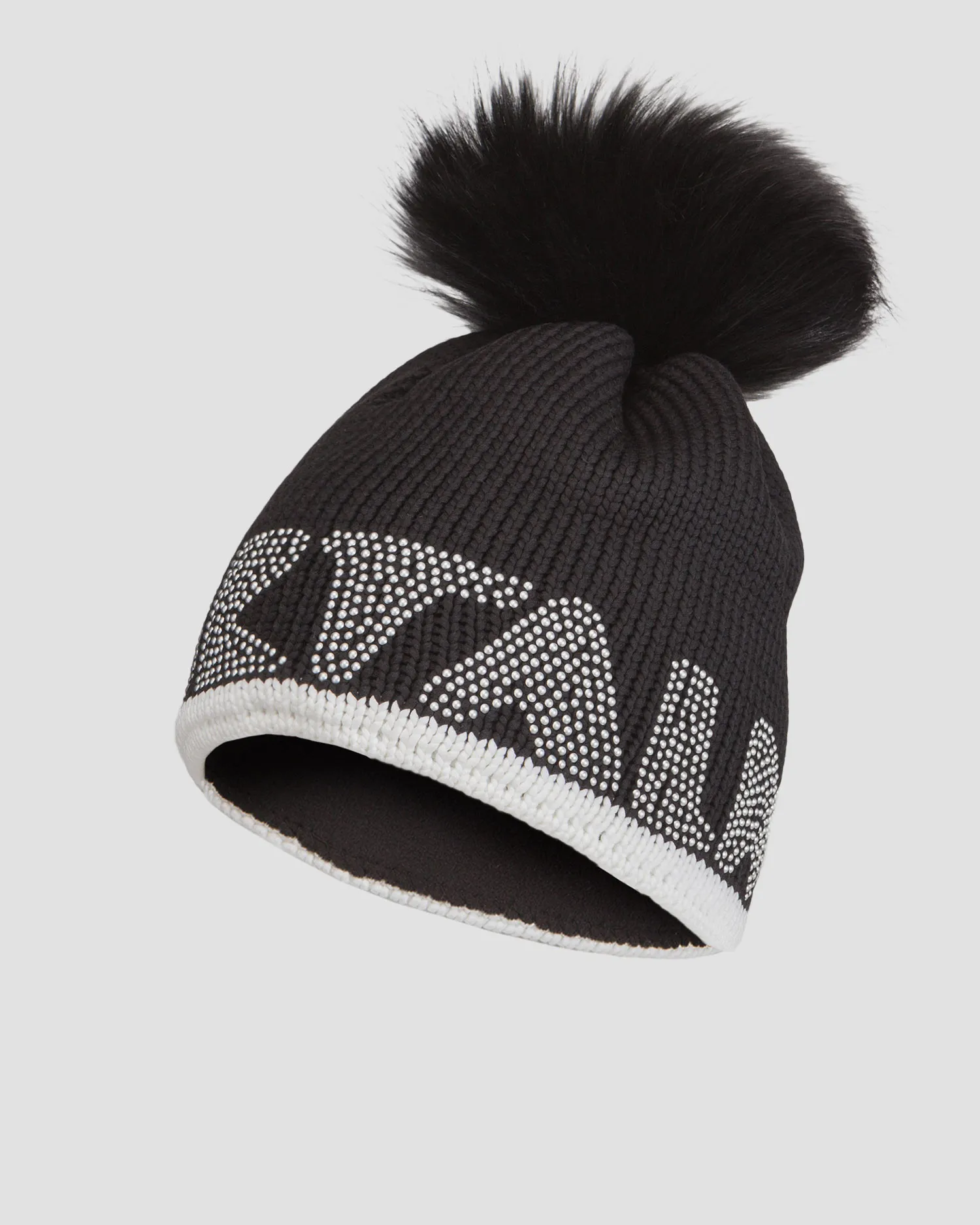 Berretto invernale nero da donna Sportalm con pompon in pelliccia 1629804831-59