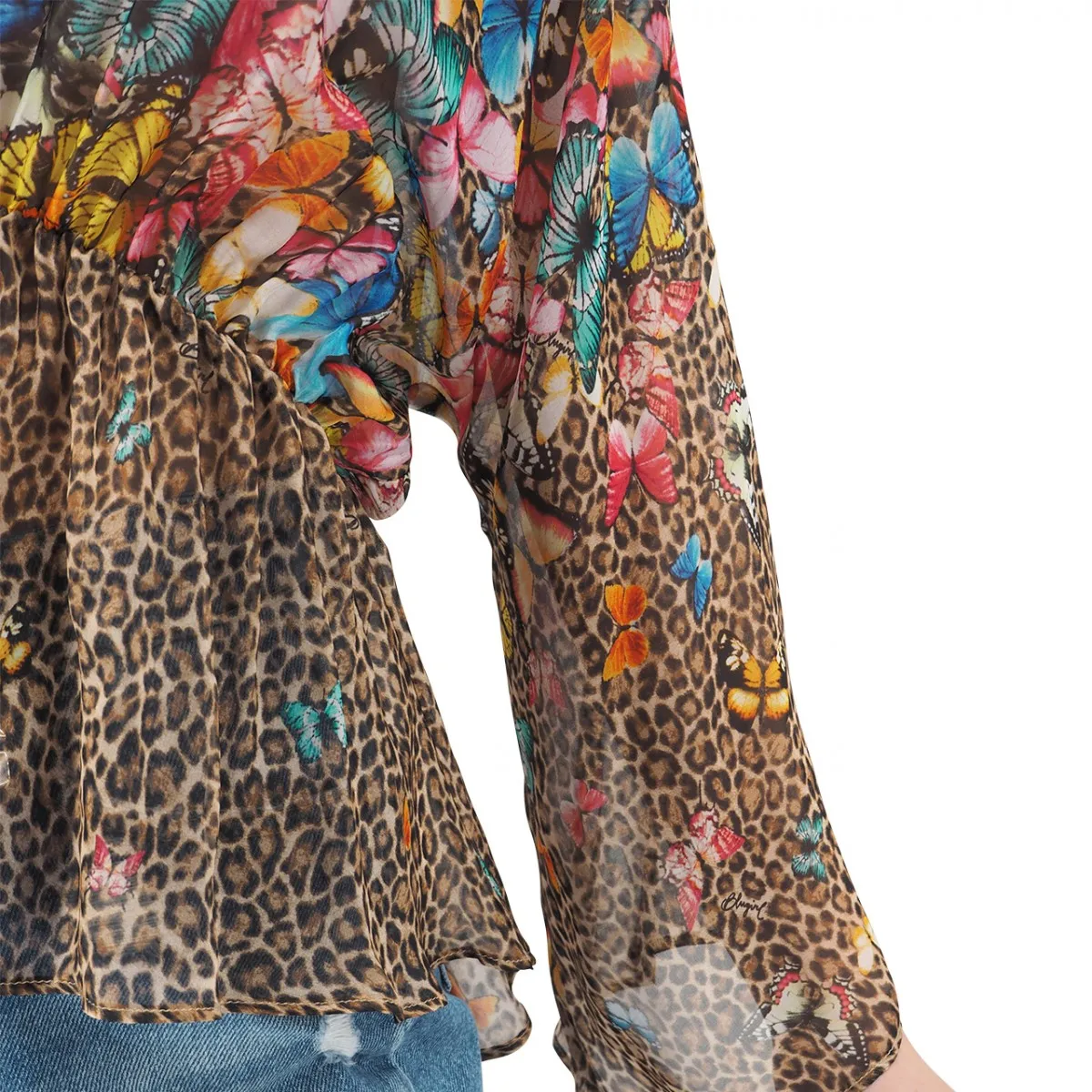 Blusa In Voile Di Seta Wild Butterflies