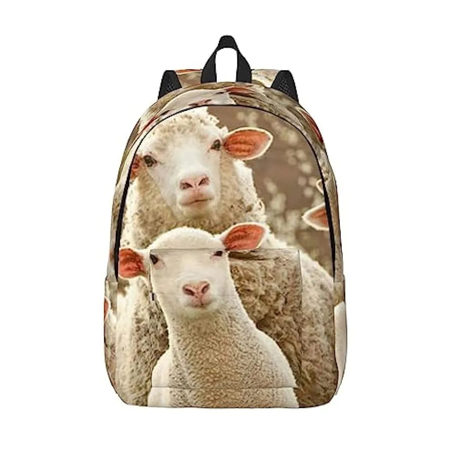 BONDIJ Zaino unisex di pecora e agnelli borsa leggera di tela zaino carino zaini da viaggio 212192309