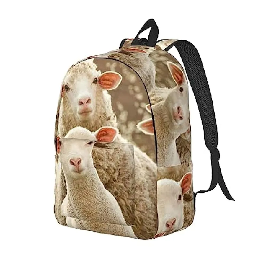 BONDIJ Zaino unisex di pecora e agnelli borsa leggera di tela zaino carino zaini da viaggio 212192309