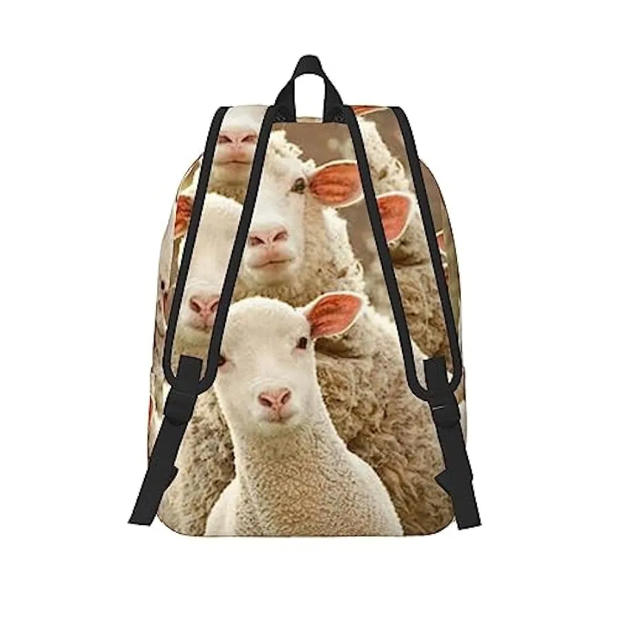 BONDIJ Zaino unisex di pecora e agnelli borsa leggera di tela zaino carino zaini da viaggio 212192309