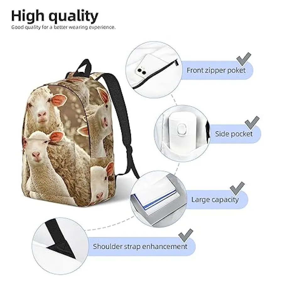 BONDIJ Zaino unisex di pecora e agnelli borsa leggera di tela zaino carino zaini da viaggio 212192309