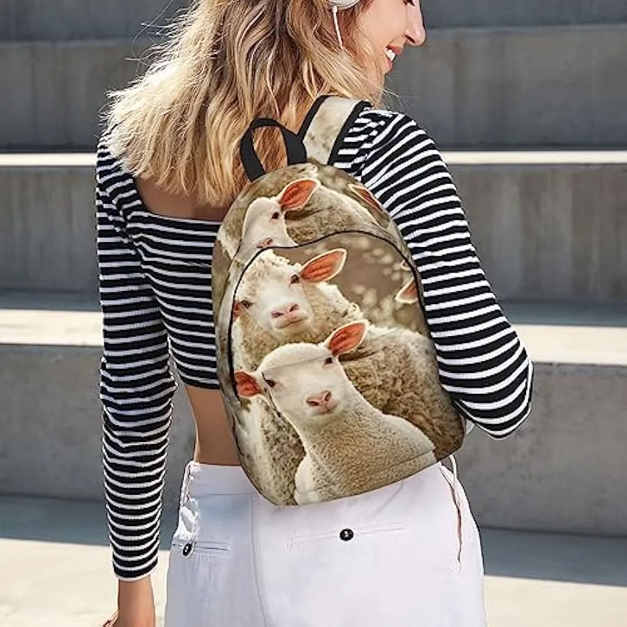 BONDIJ Zaino unisex di pecora e agnelli borsa leggera di tela zaino carino zaini da viaggio 212192309