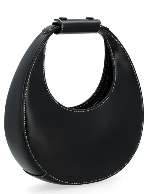 Borsa a mano Staud Moon Mini in pelle nera