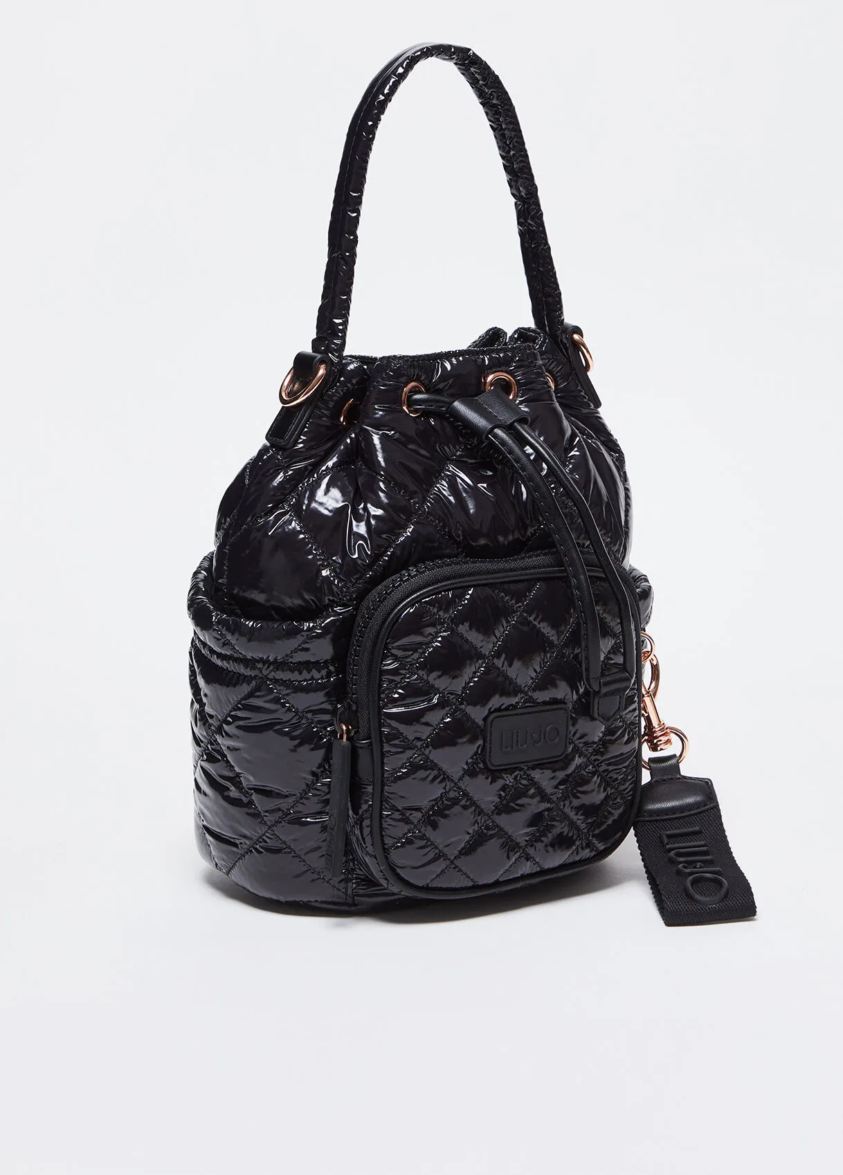Borsa a secchiello in nylon trapuntato