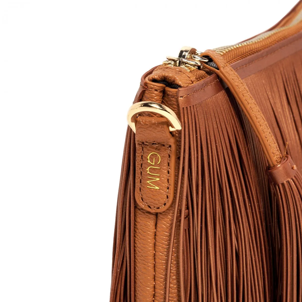 Borsa Clutch Con Frangia, Marrone
