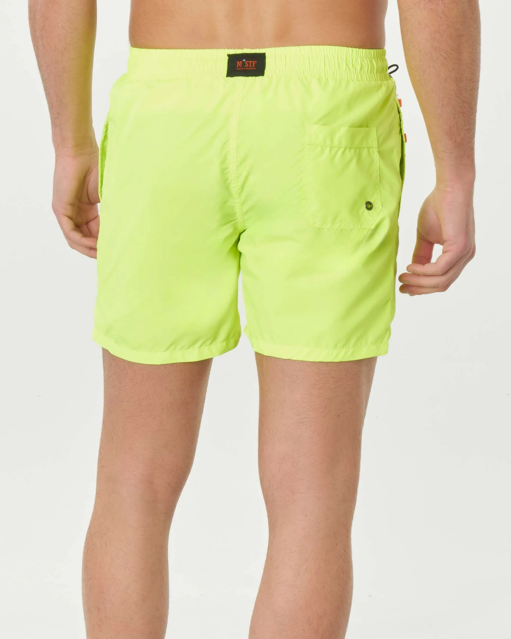 Boxer mare giallo fluo tinta unita con taschino sul retro