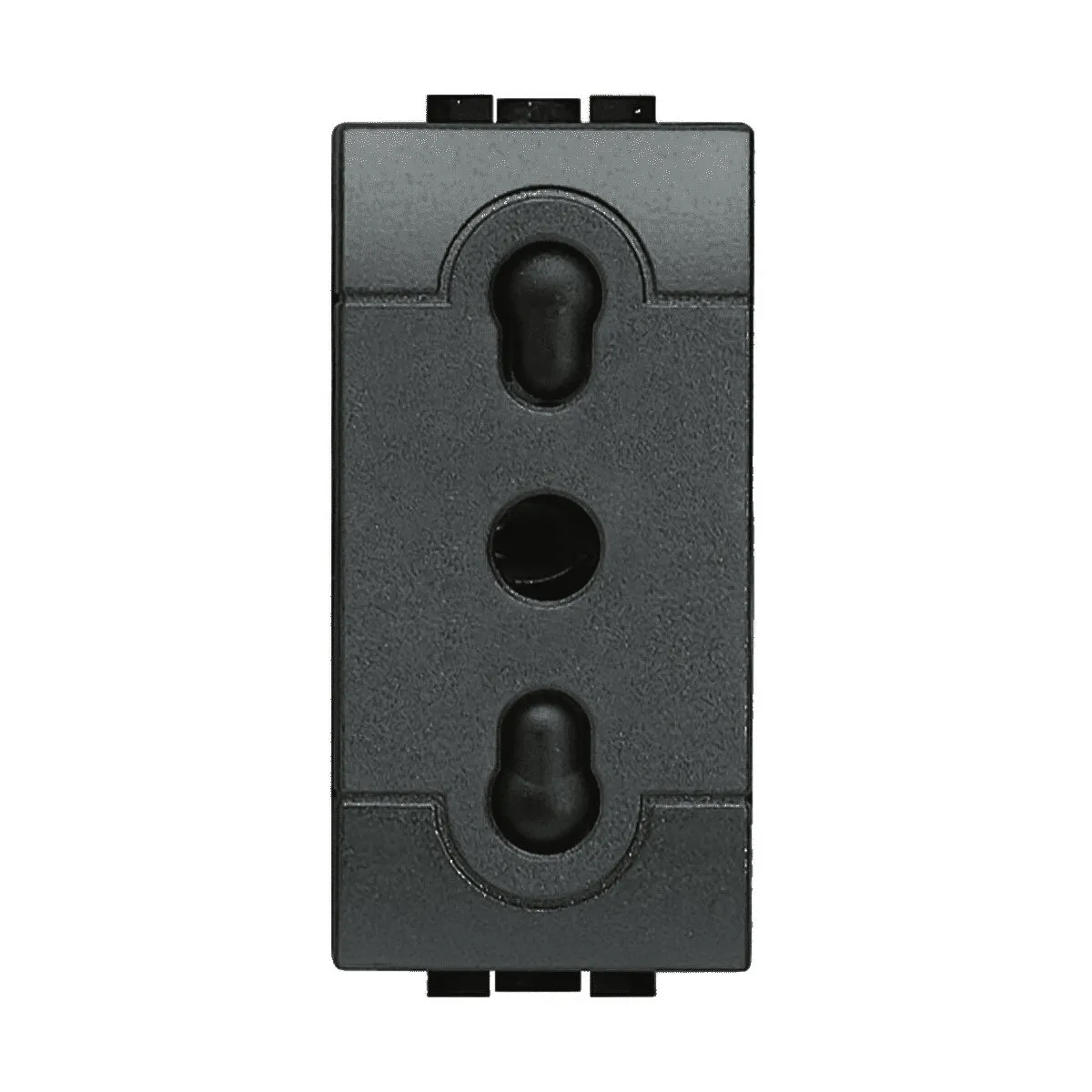Bticino Set presa bipasso 2P+T 250 Vac, presa 10/16A e 2  falso polo, copriforo tappo interruttore, colore antracite livinglight