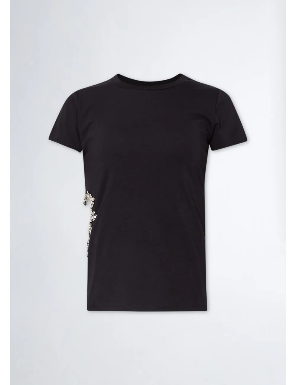 CA4308 T SHIRT DONNA LIU JO CON CUT OUT MAGLIA MAGLIETTA WOMAN GIROCOLLO STRASS