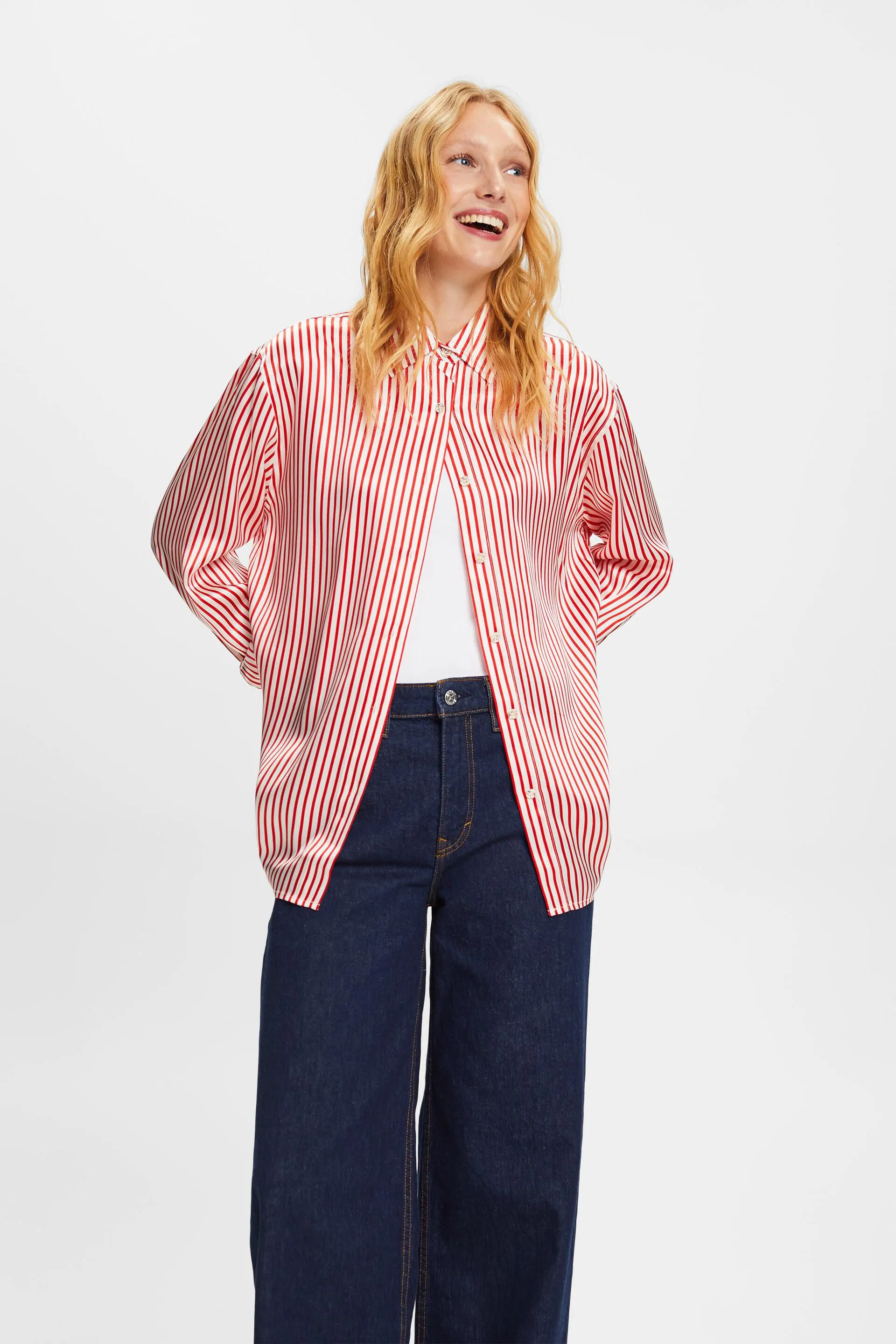 Camicia a righe in sera charmeuse