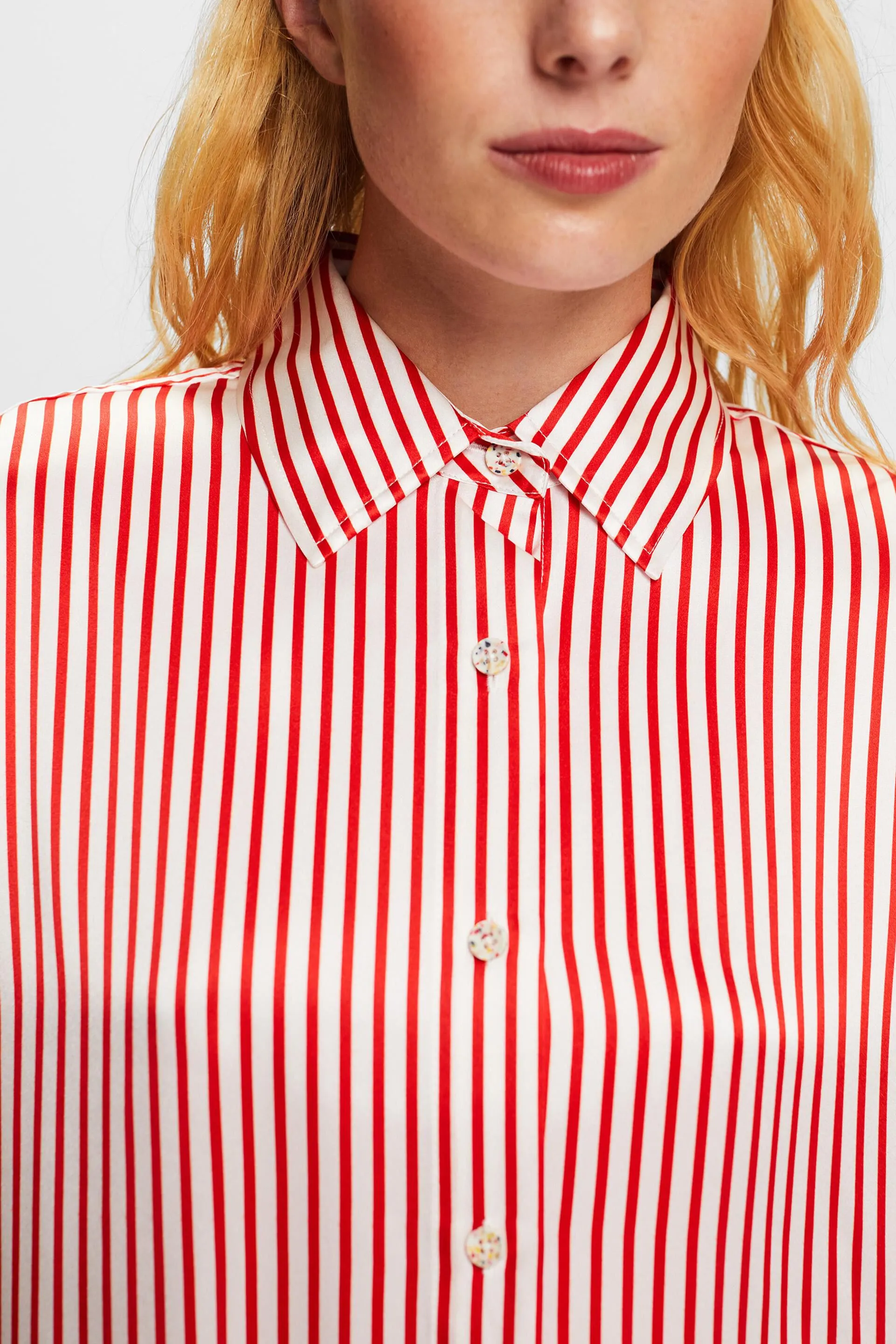 Camicia a righe in sera charmeuse