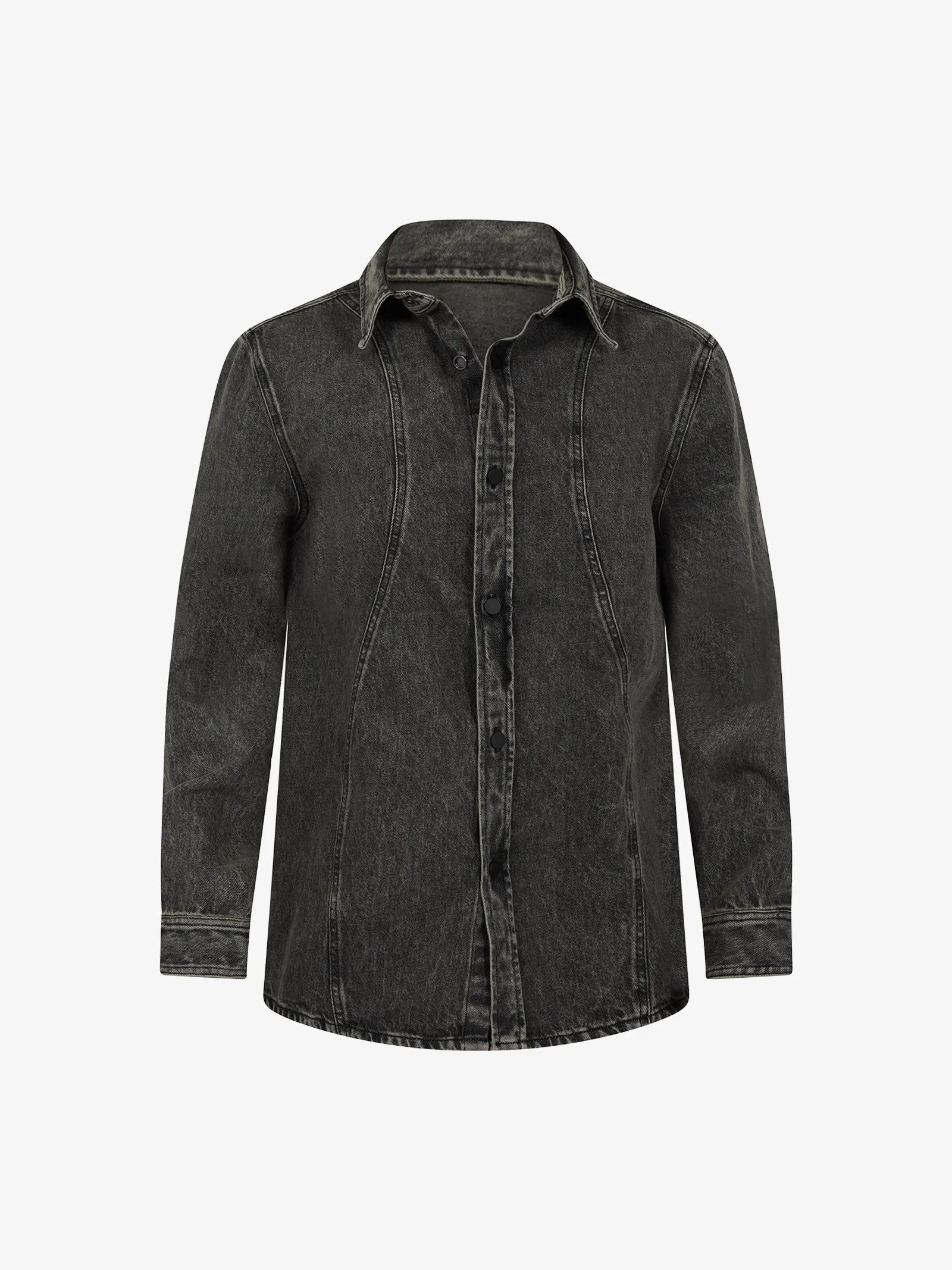 Camicia ampia con impunture uomo cotone nero