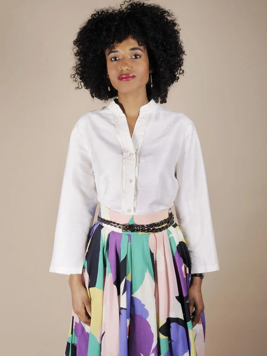 Camicia bianca in shantung di seta
