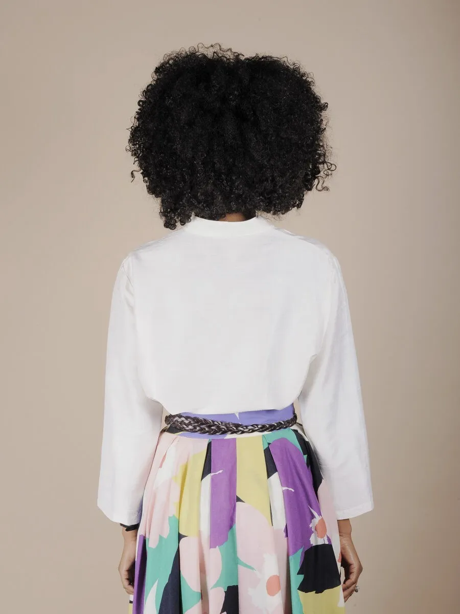 Camicia bianca in shantung di seta