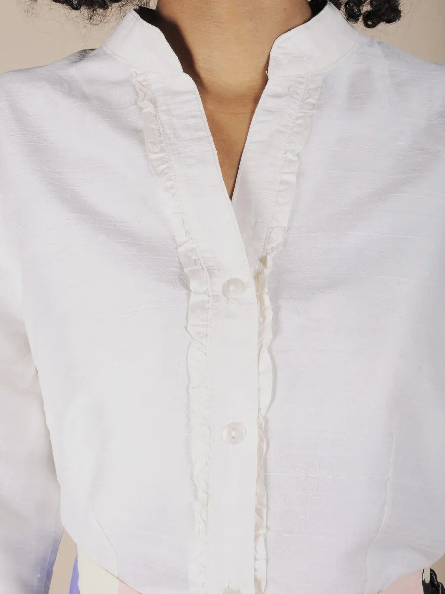 Camicia bianca in shantung di seta