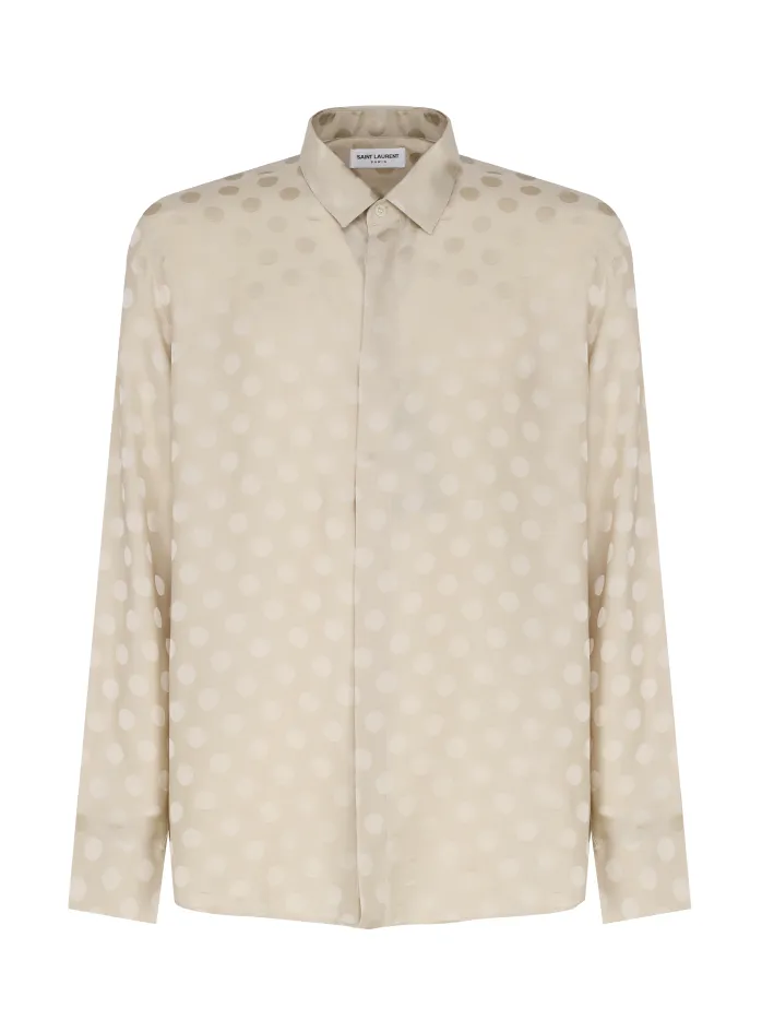 CAMICIA CLASSICA CON COLLO YVES IN SETA OPACA E LUCIDA A RIGHE