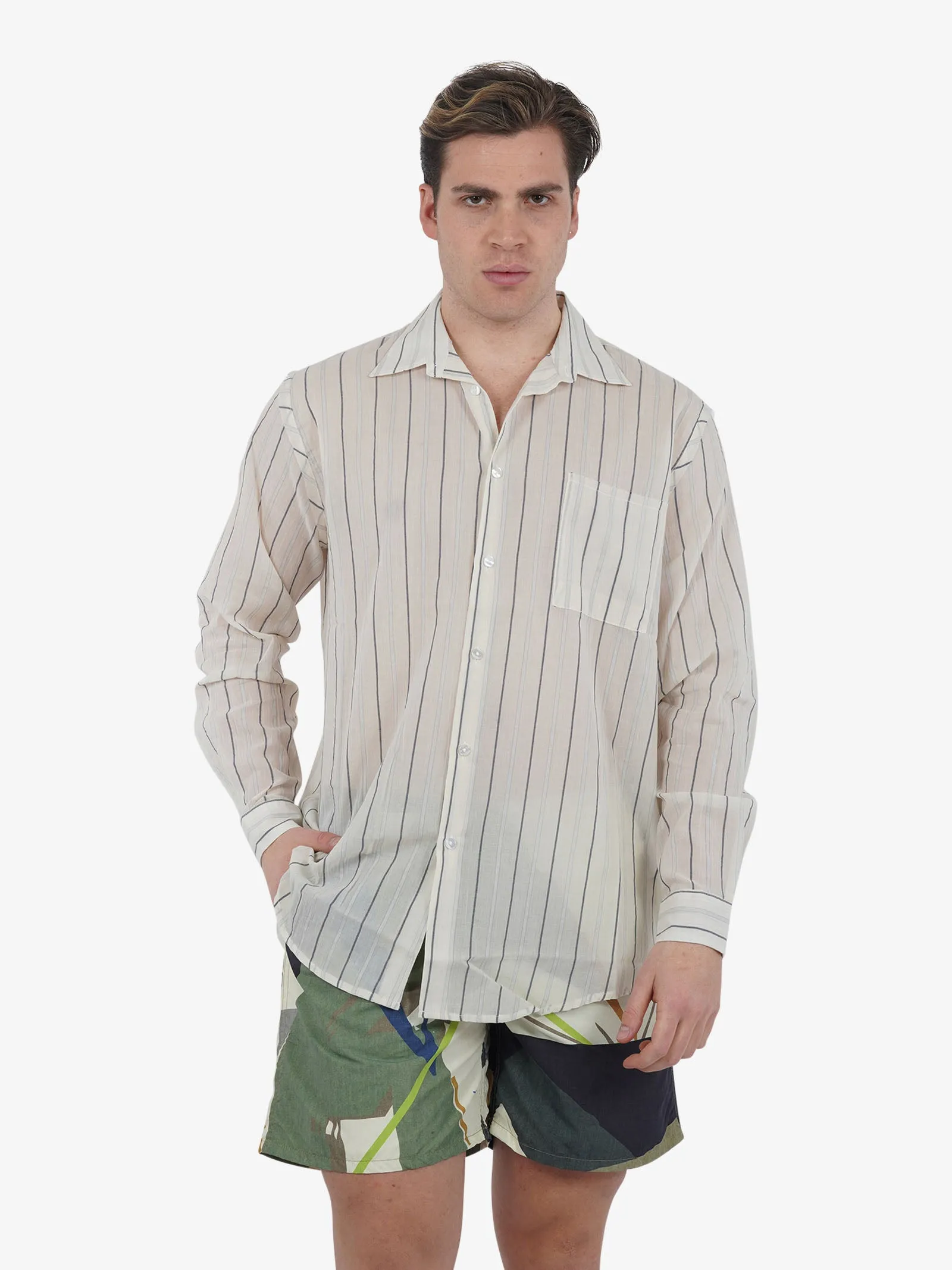 Camicia ERZIN 11DP60050000101 uomo cotone beige
