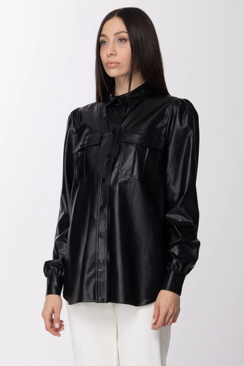 Camicia in tessuto spalmato leggero Nero