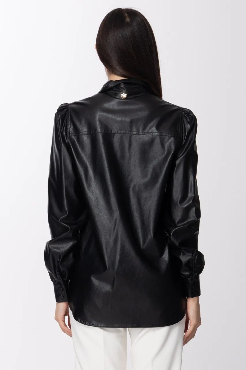 Camicia in tessuto spalmato leggero Nero
