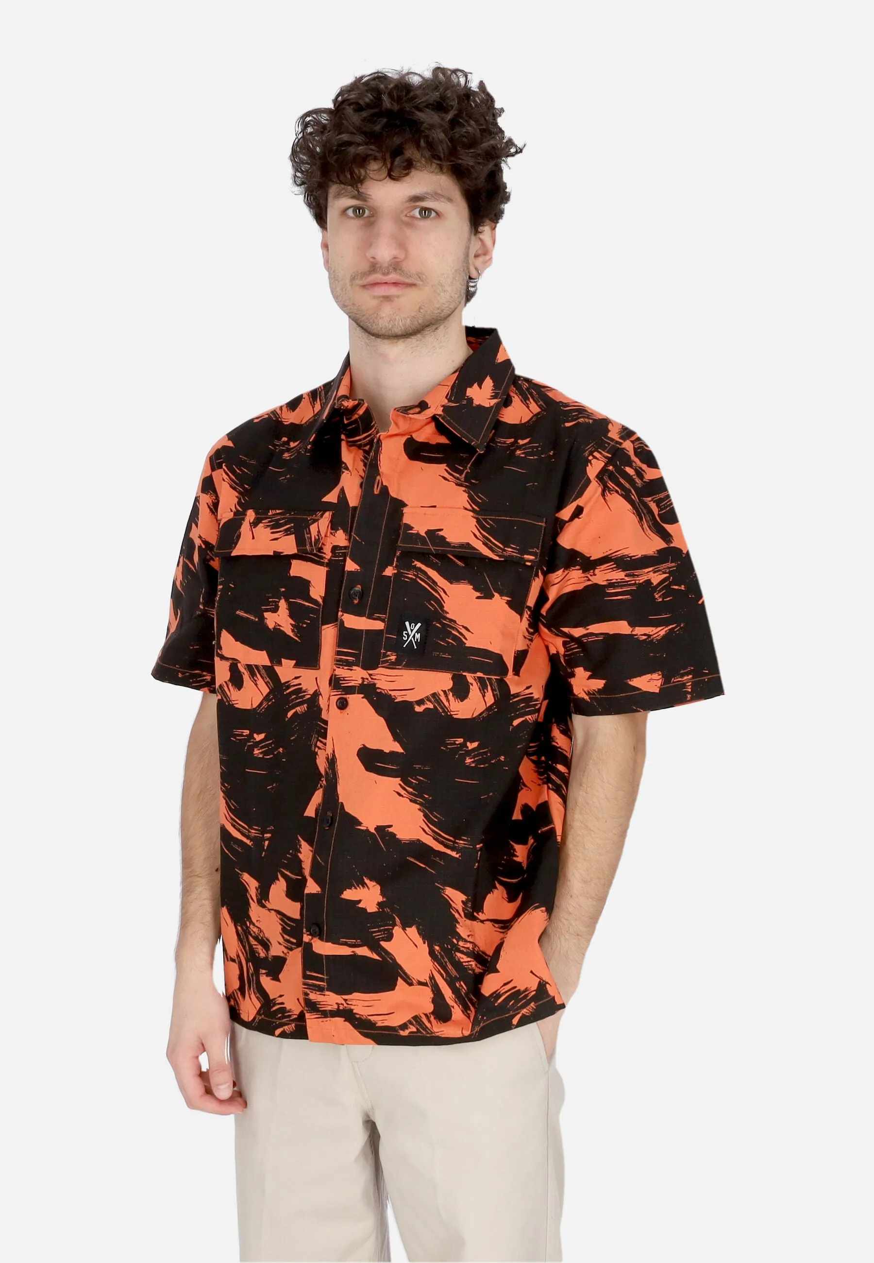 Camicia Manica Corta Uomo Combat Shirt Orange/camo