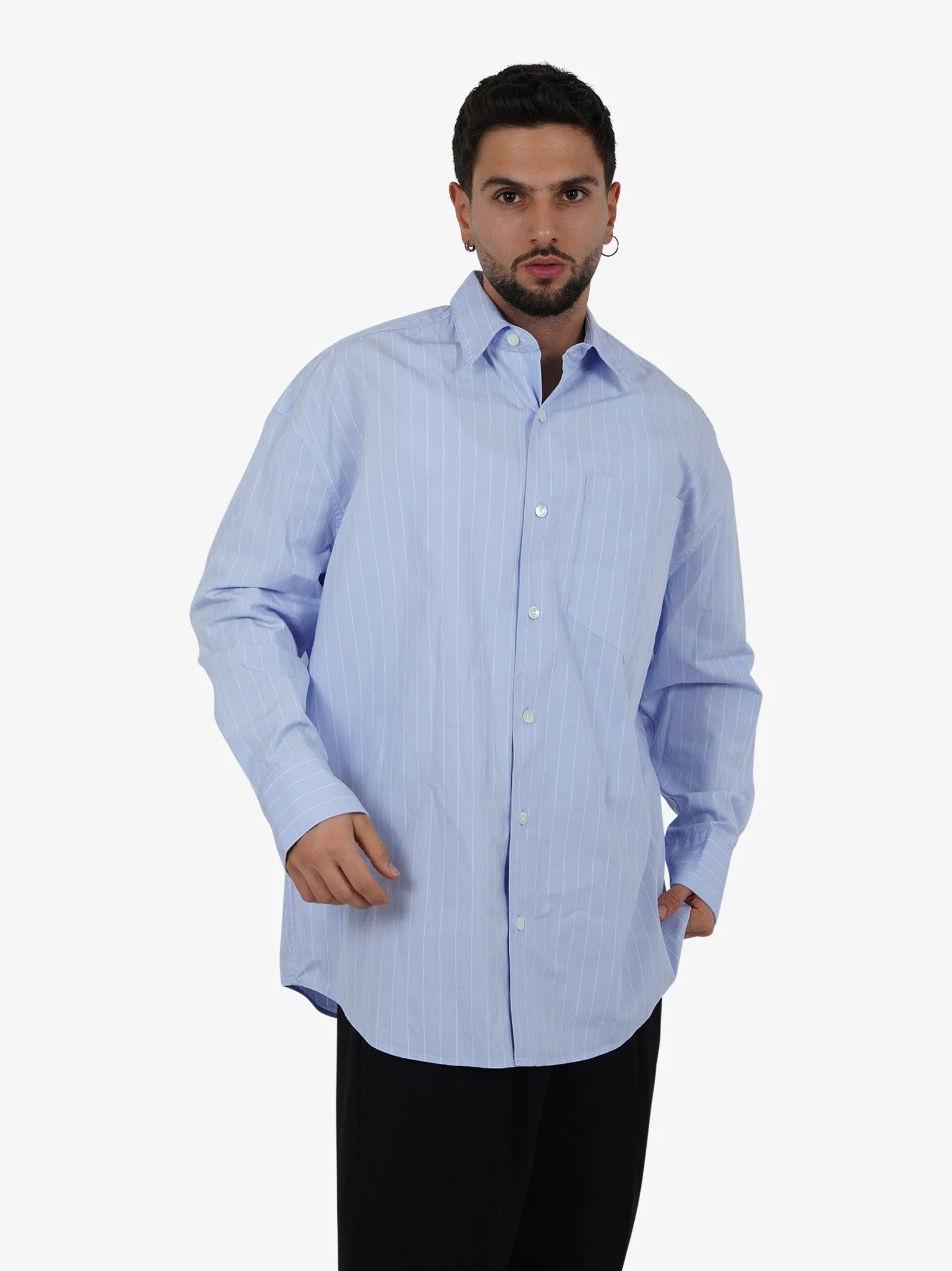 Camicia Oversize uomo cotone blu