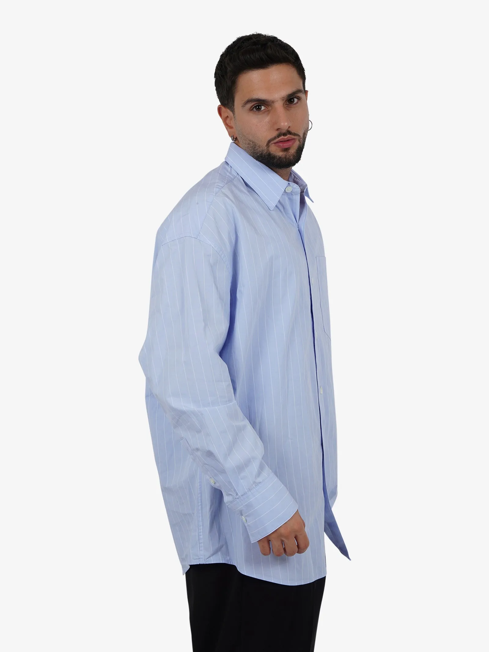 Camicia Oversize uomo cotone blu