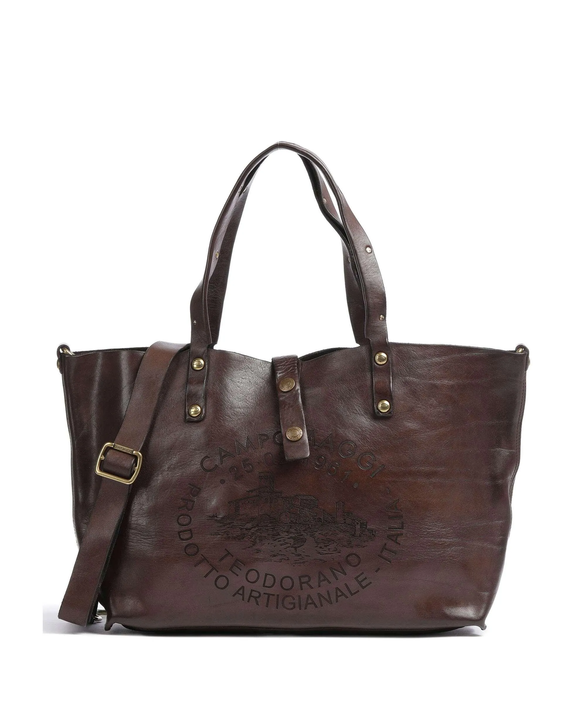  Campomaggi Borsa shopper pelle di vacchetta grana marrone scuro  