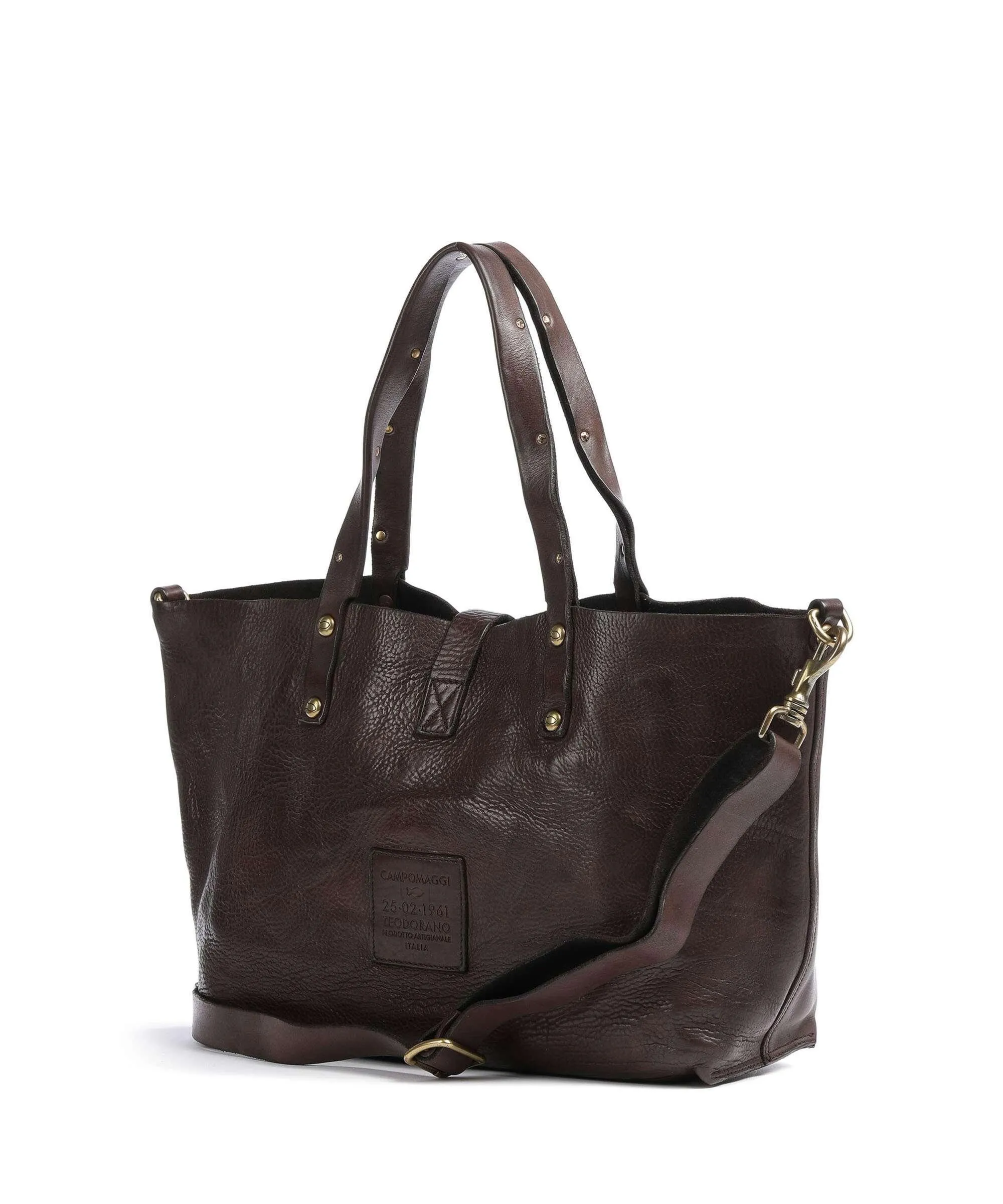  Campomaggi Borsa shopper pelle di vacchetta grana marrone scuro  