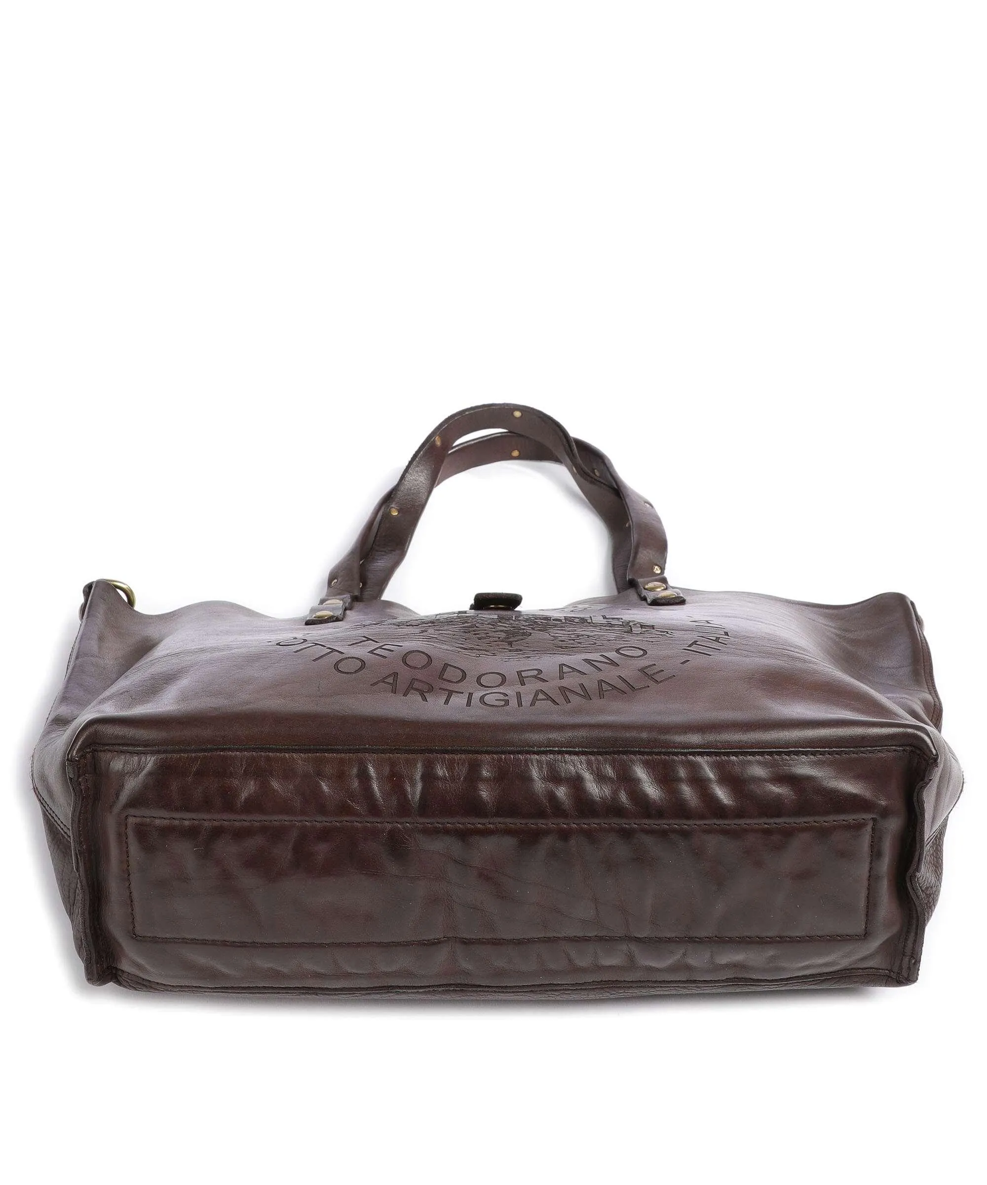  Campomaggi Borsa shopper pelle di vacchetta grana marrone scuro  