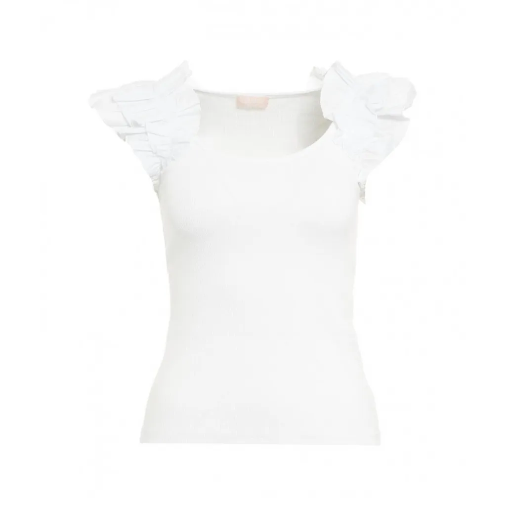 Canotta con balze bianco