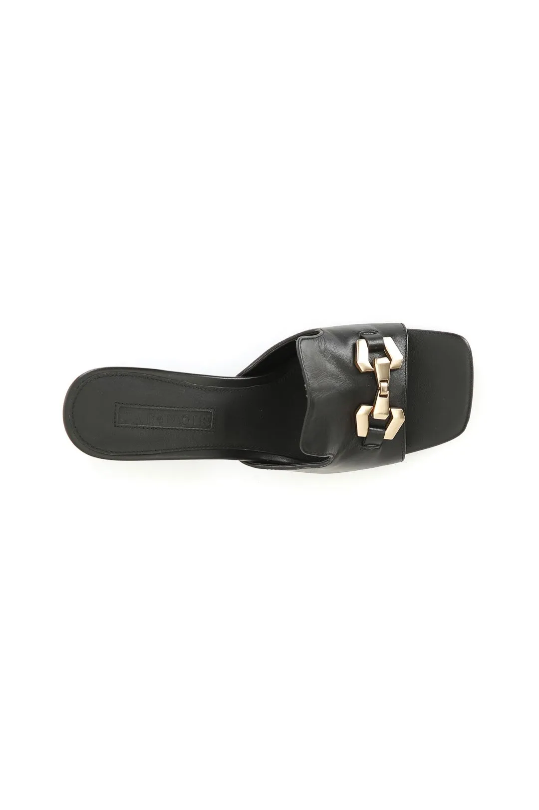 ciabatta in pelle con accessorio nero