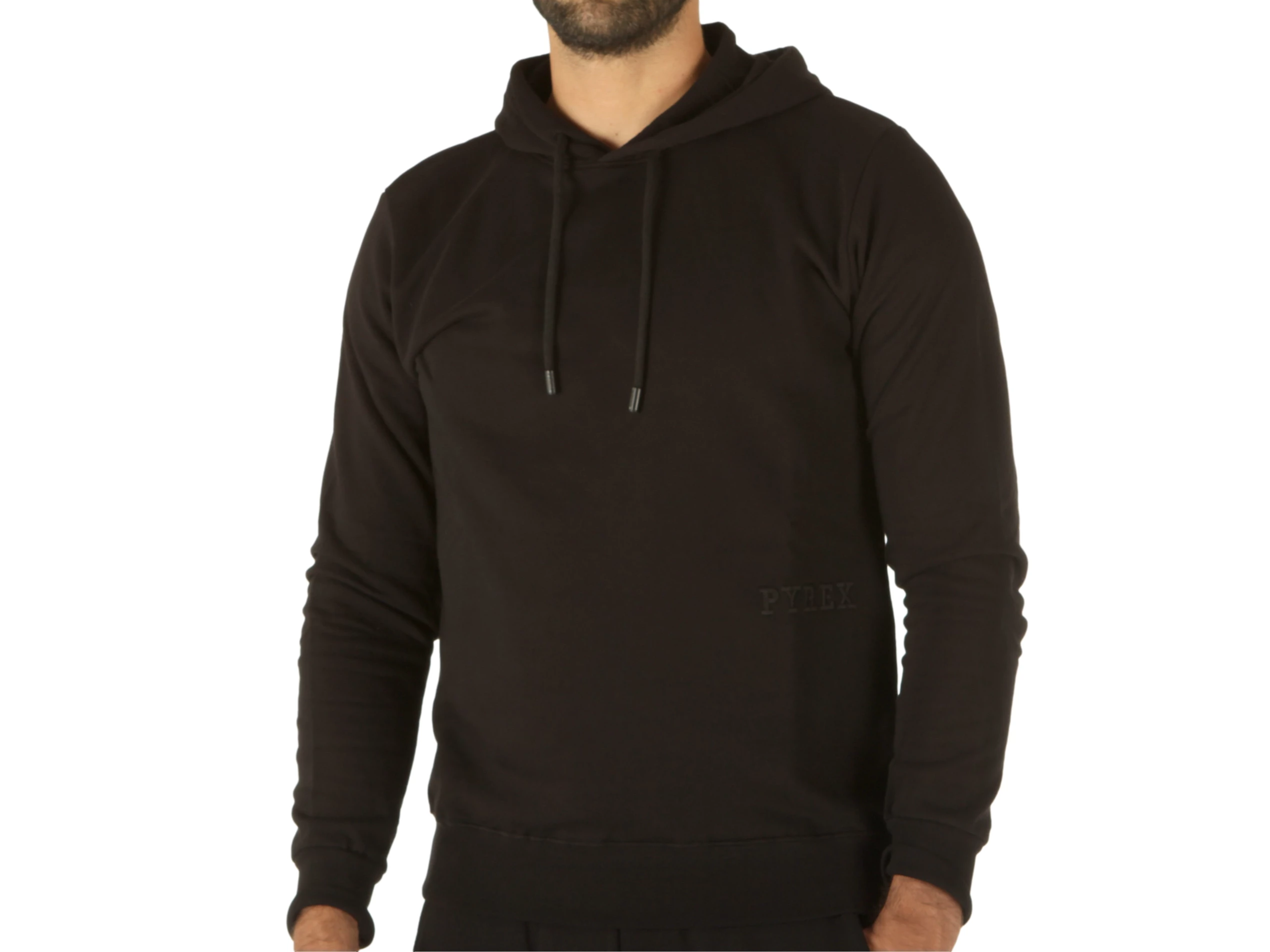 Completo In Felpa Maglia Cappuccio Pantalone Nero