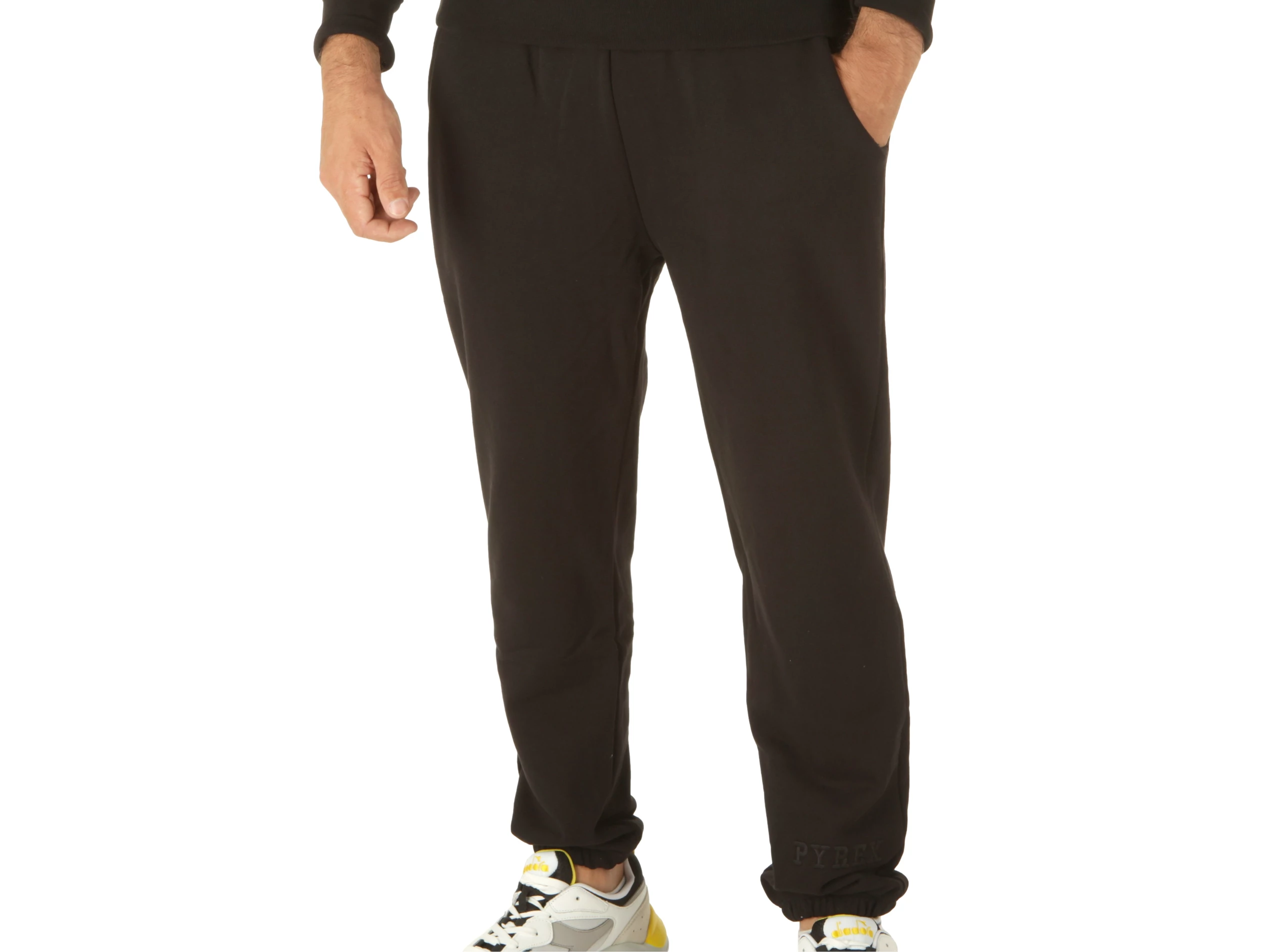 Completo In Felpa Maglia Cappuccio Pantalone Nero