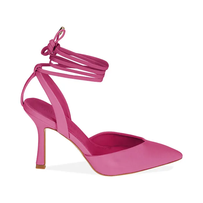 Décolleté lace-up fucsia, tacco 9,5 cm