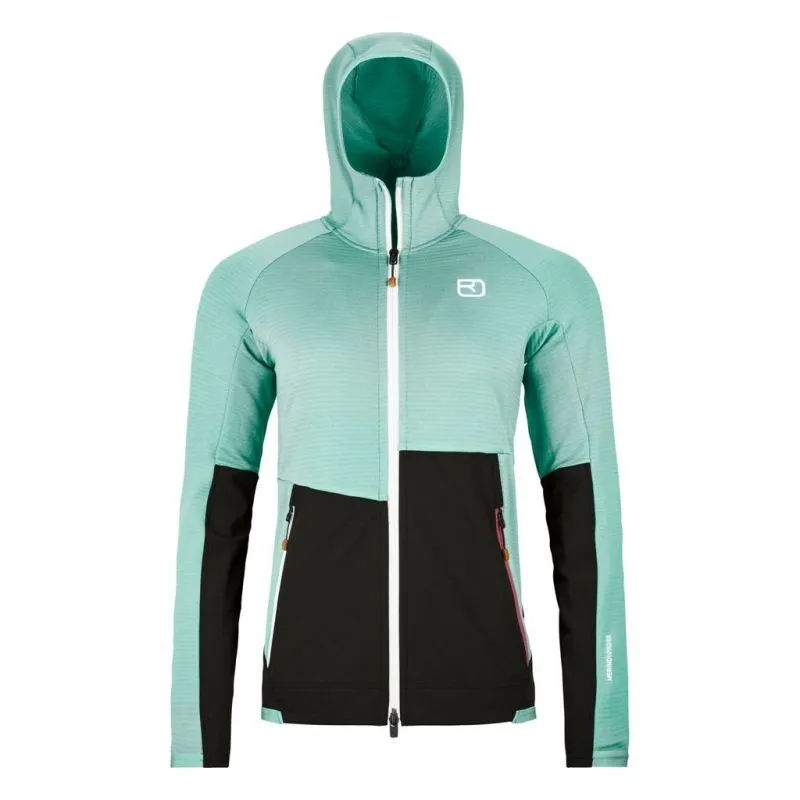 Donna Ortovox FLEECE RIB HOODY W (ghiaccio acquatico) giacca in pile