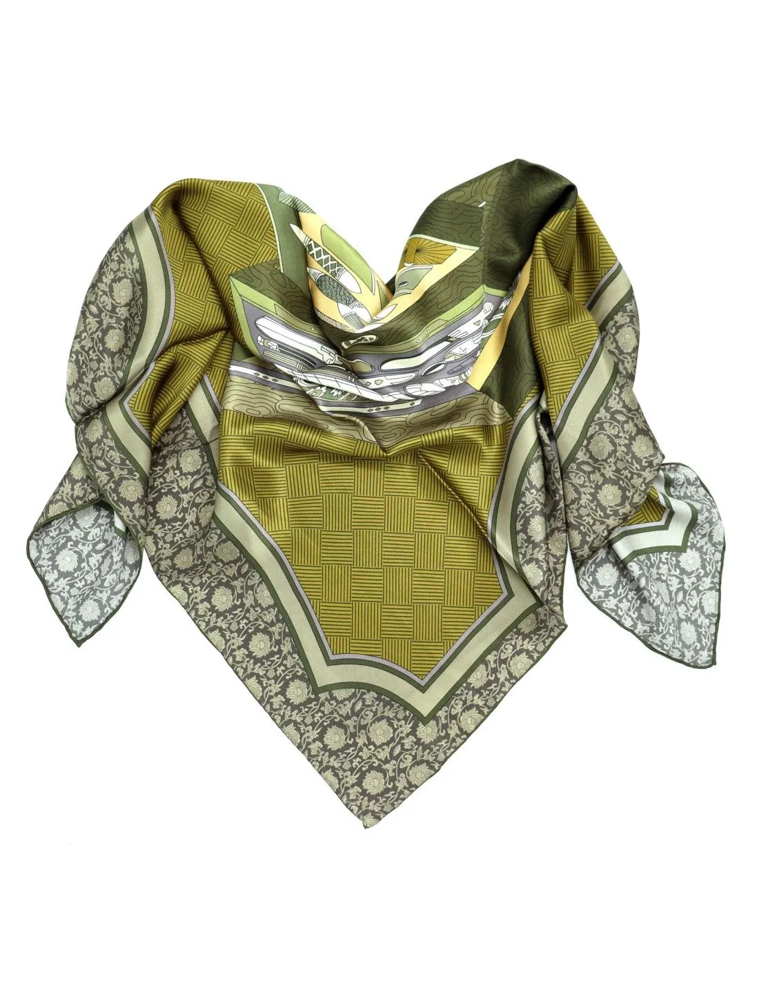 FOULARD 110x110 CM IN PURA SETA SATIN "GREEN"