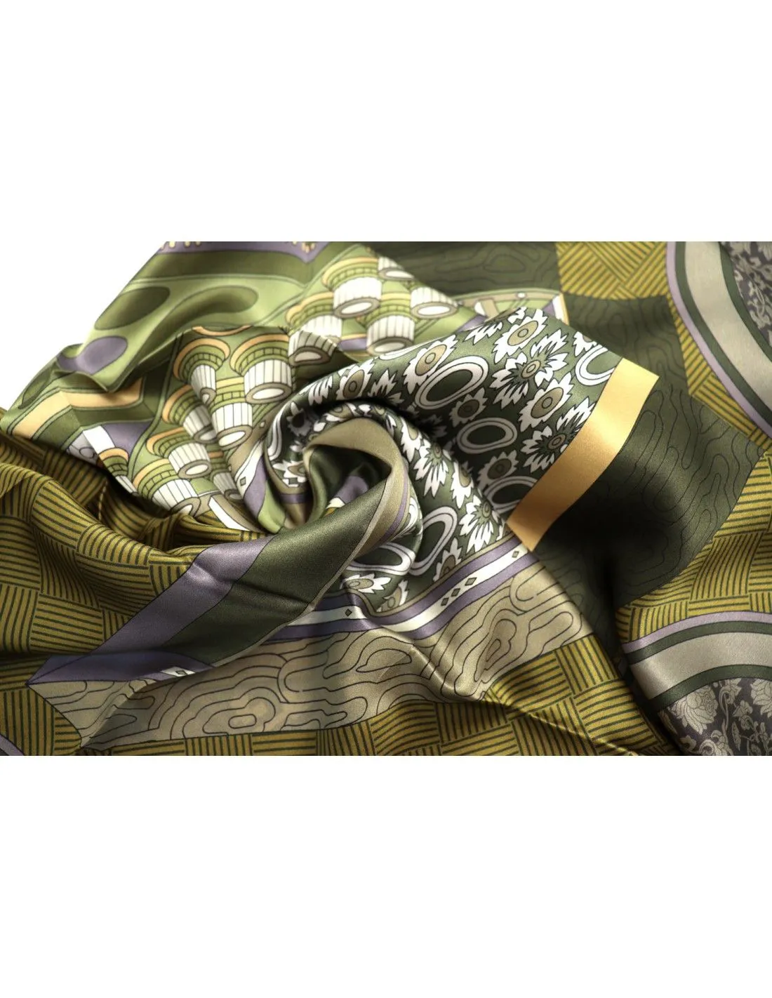 FOULARD 110x110 CM IN PURA SETA SATIN "GREEN"