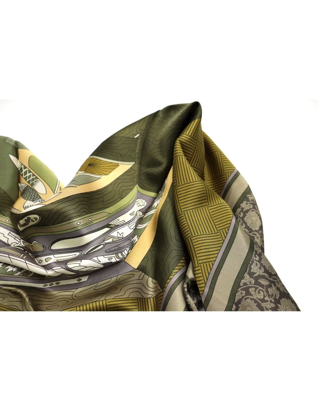 FOULARD 110x110 CM IN PURA SETA SATIN "GREEN"
