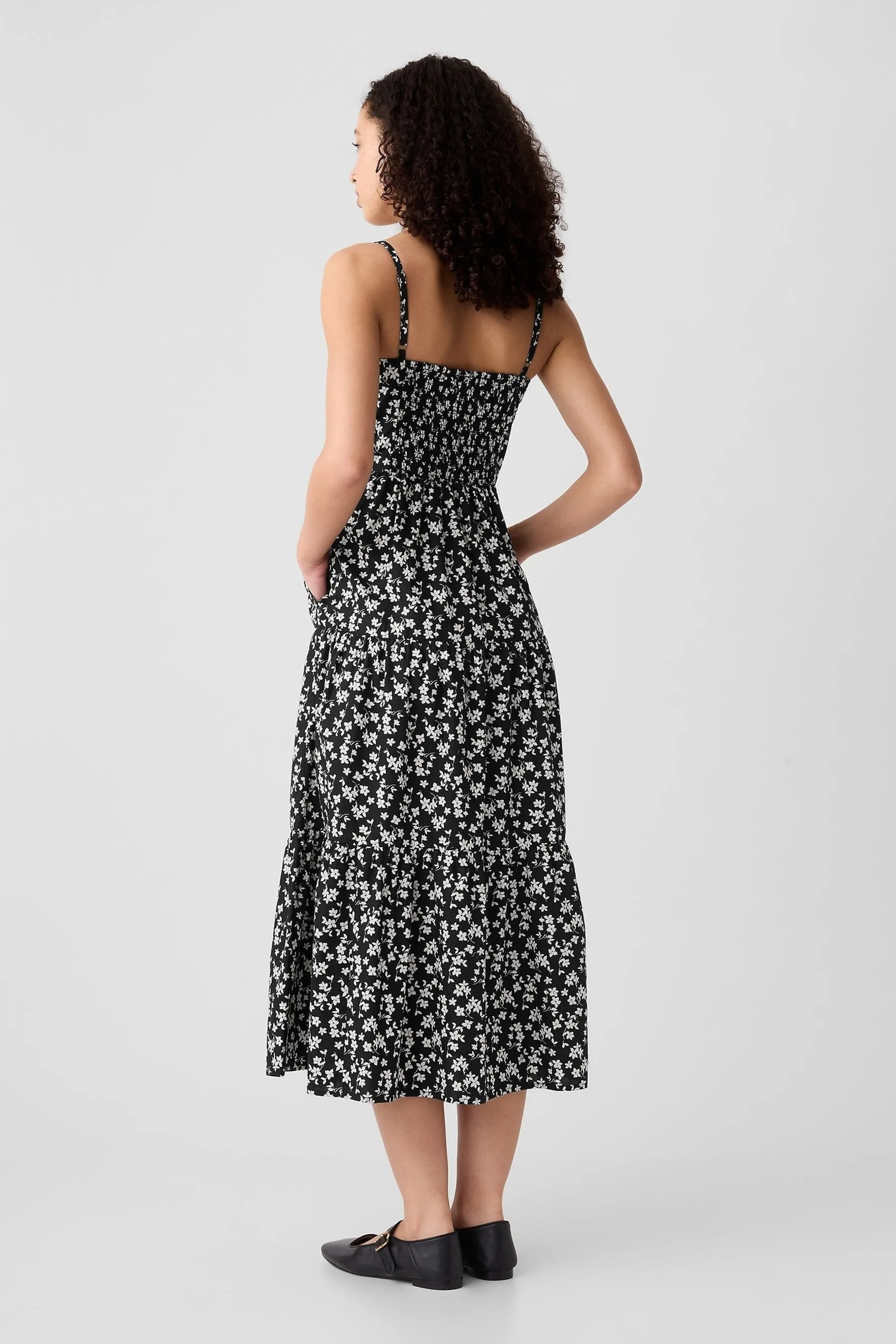 Gap Floreale - Abito midi a balze in cotone con spalline