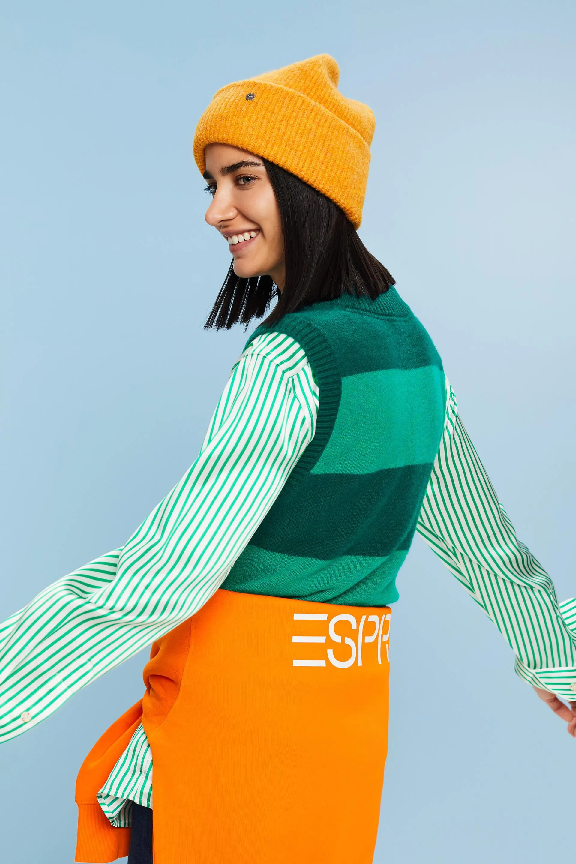 Gilet in cachemire a righe rugby con scollo a V