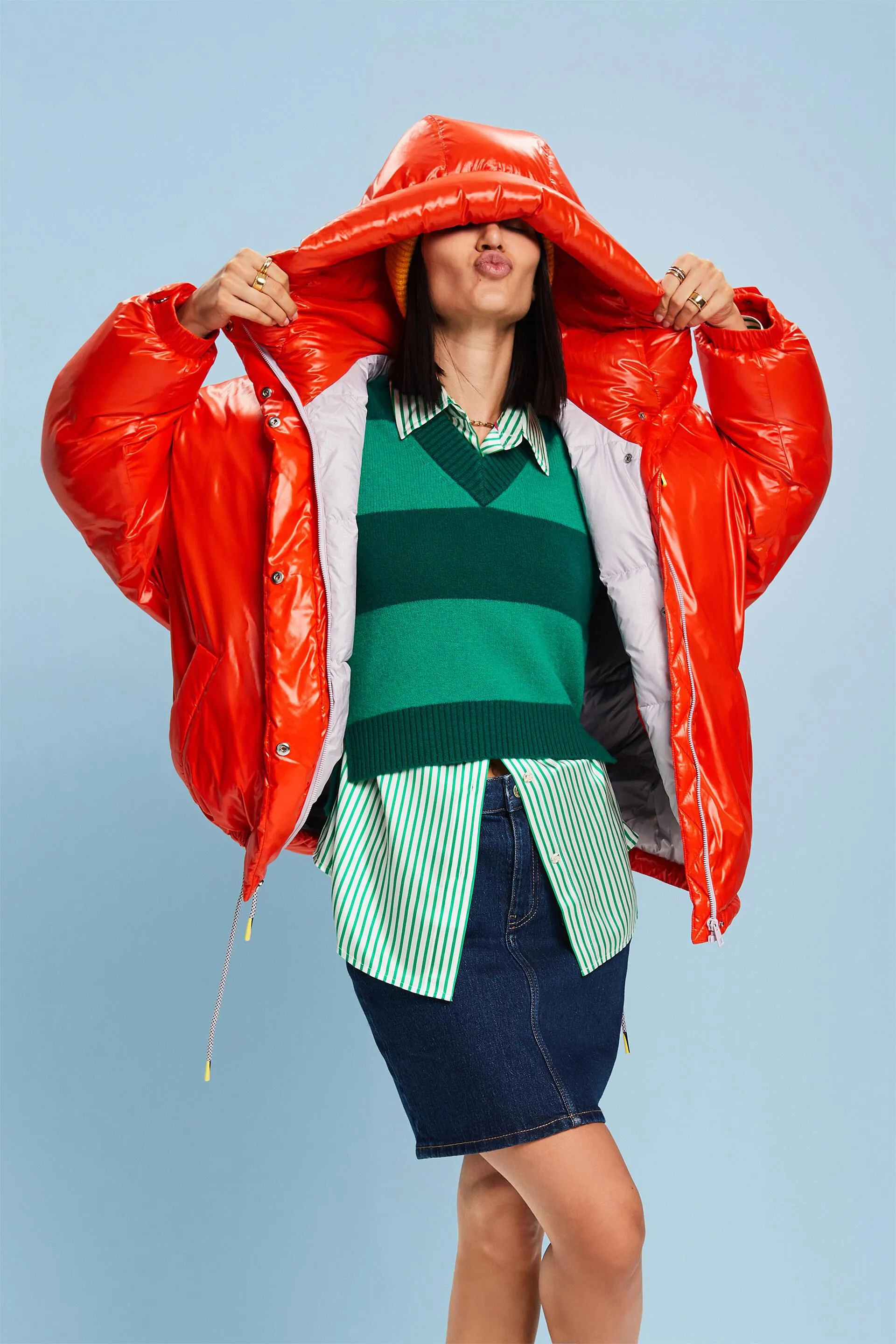 Gilet in cachemire a righe rugby con scollo a V